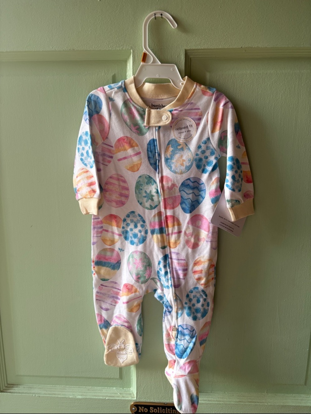 Burt's Bees Baby Pastel Multi Egg Print Footed One-Piece